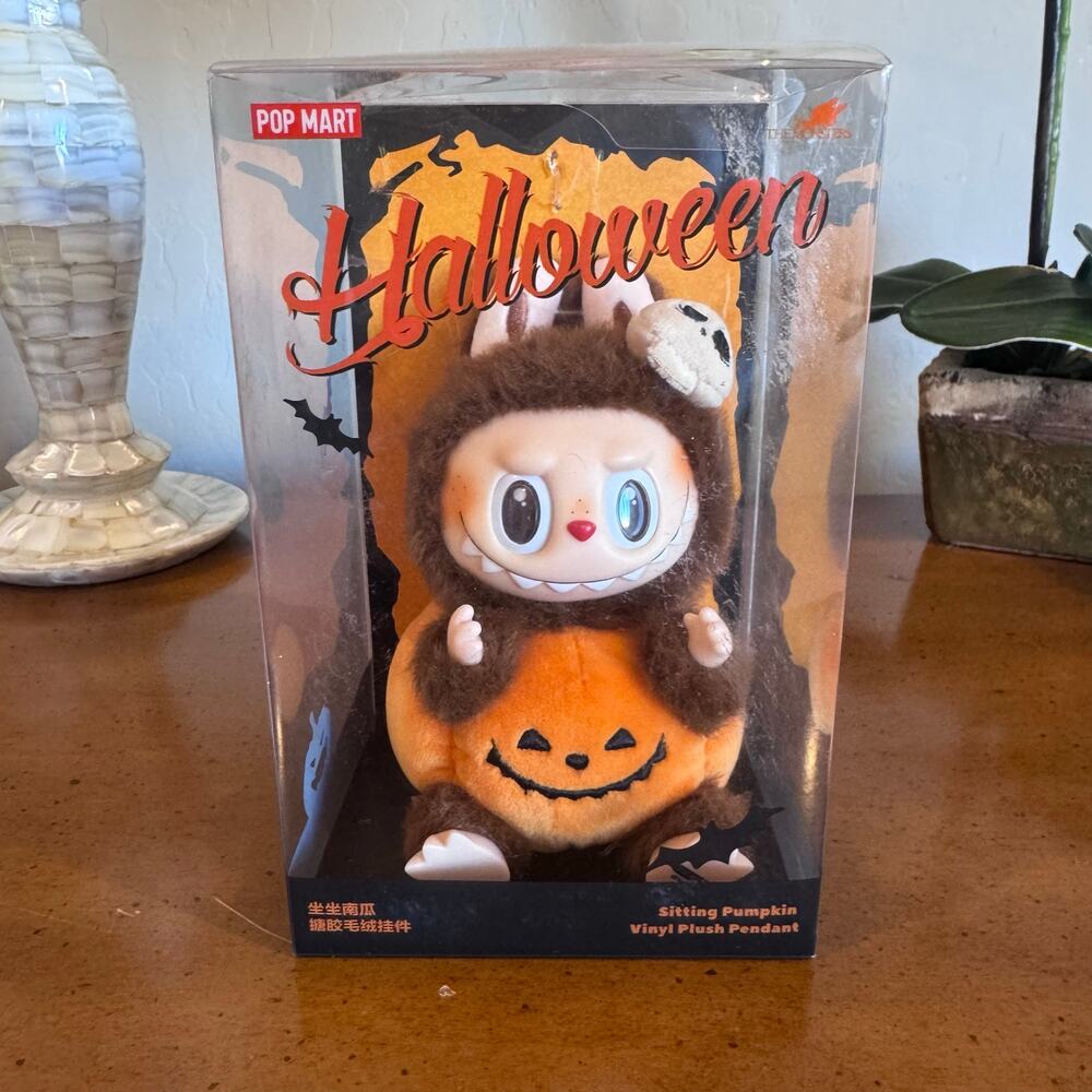 POP MART Labubu Happy Halloween Sitting Pumpkin Plush Pendant